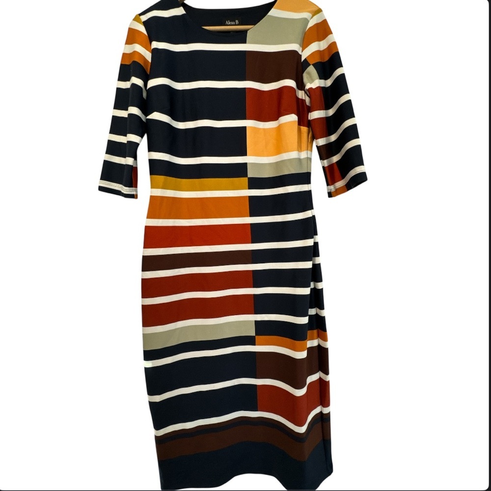 🟤 Alexa B Multicolor Striped Bodycon Dress Size 4